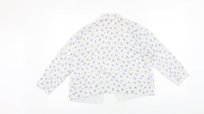 TU Womens White V-Neck Fair Isle 100% Cotton Cardigan Jumper Size 14