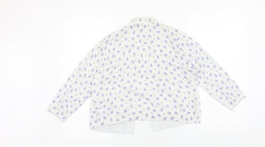 TU Womens White V-Neck Fair Isle 100% Cotton Cardigan Jumper Size 14