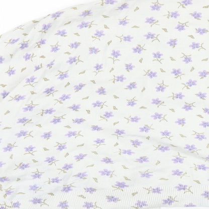 TU Womens White V-Neck Fair Isle 100% Cotton Cardigan Jumper Size 14