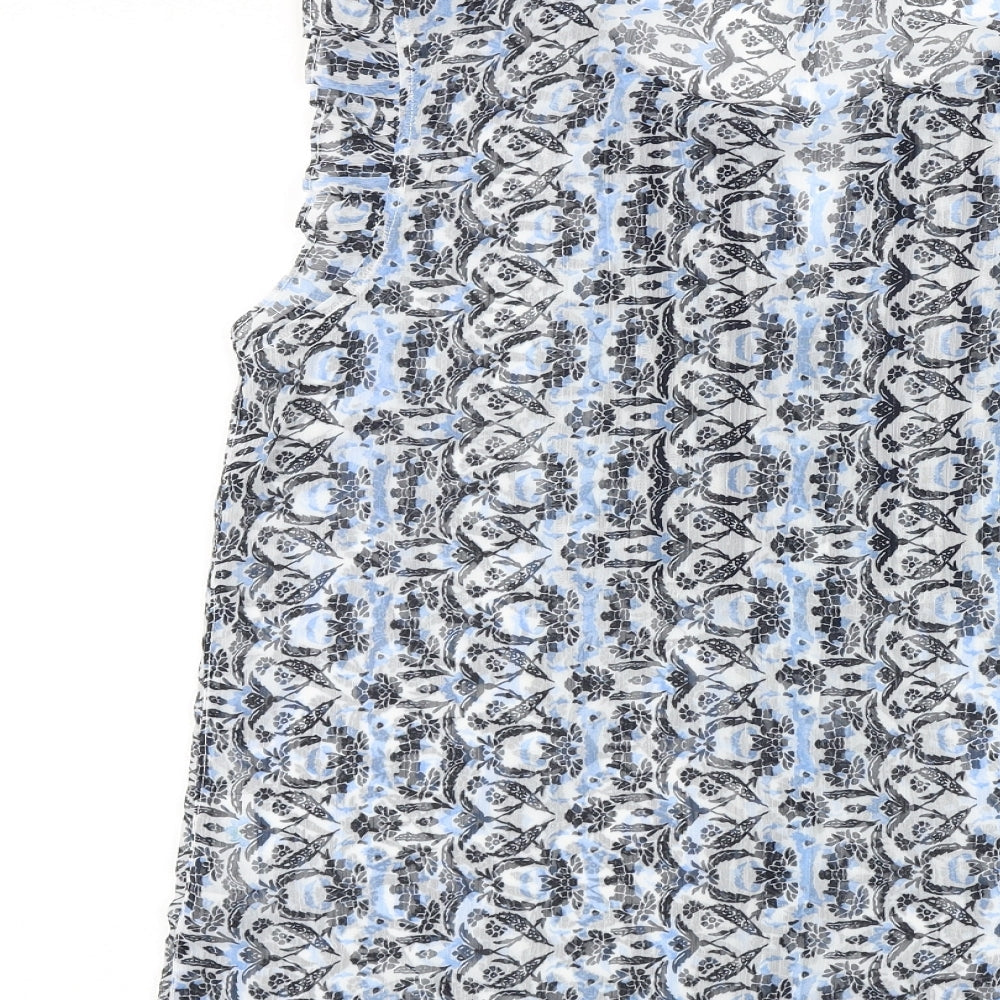 M&Co Womens Blue Geometric Polyester Basic Blouse Size 12 V-Neck