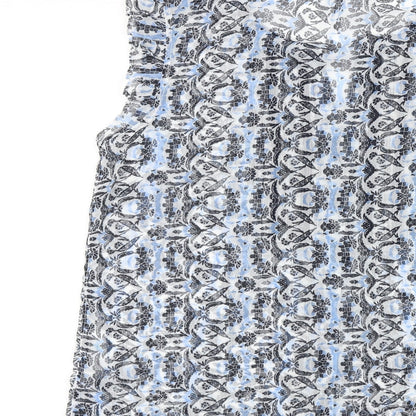 M&Co Womens Blue Geometric Polyester Basic Blouse Size 12 V-Neck