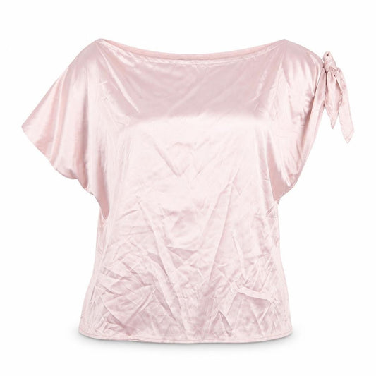 SheIn Womens Pink Polyester Basic T-Shirt Size L Round Neck