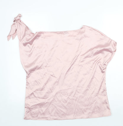 SheIn Womens Pink Polyester Basic T-Shirt Size L Round Neck