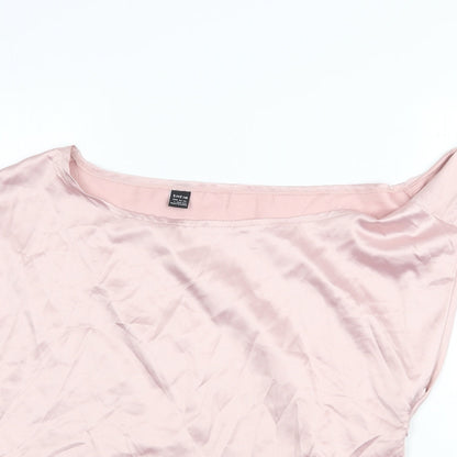 SheIn Womens Pink Polyester Basic T-Shirt Size L Round Neck