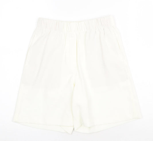 Marks and Spencer Womens Ivory Polyester Culotte Shorts Size 6 Regular Pull On