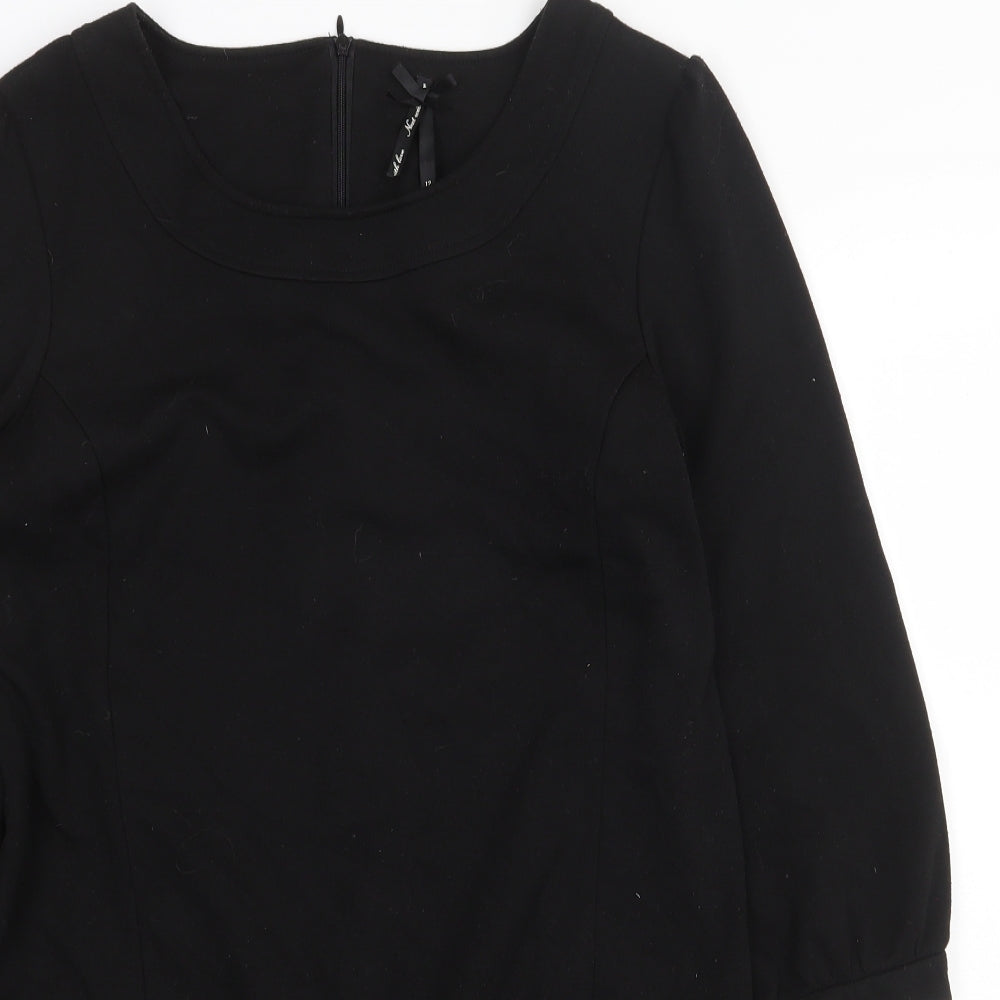 NEXT Womens Black Polyester A-Line Size 12 Round Neck Zip