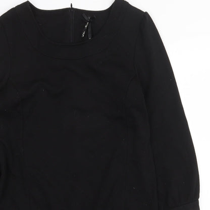 NEXT Womens Black Polyester A-Line Size 12 Round Neck Zip