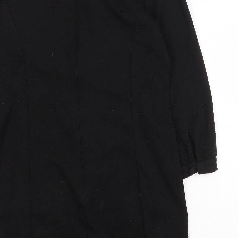 NEXT Womens Black Polyester A-Line Size 12 Round Neck Zip