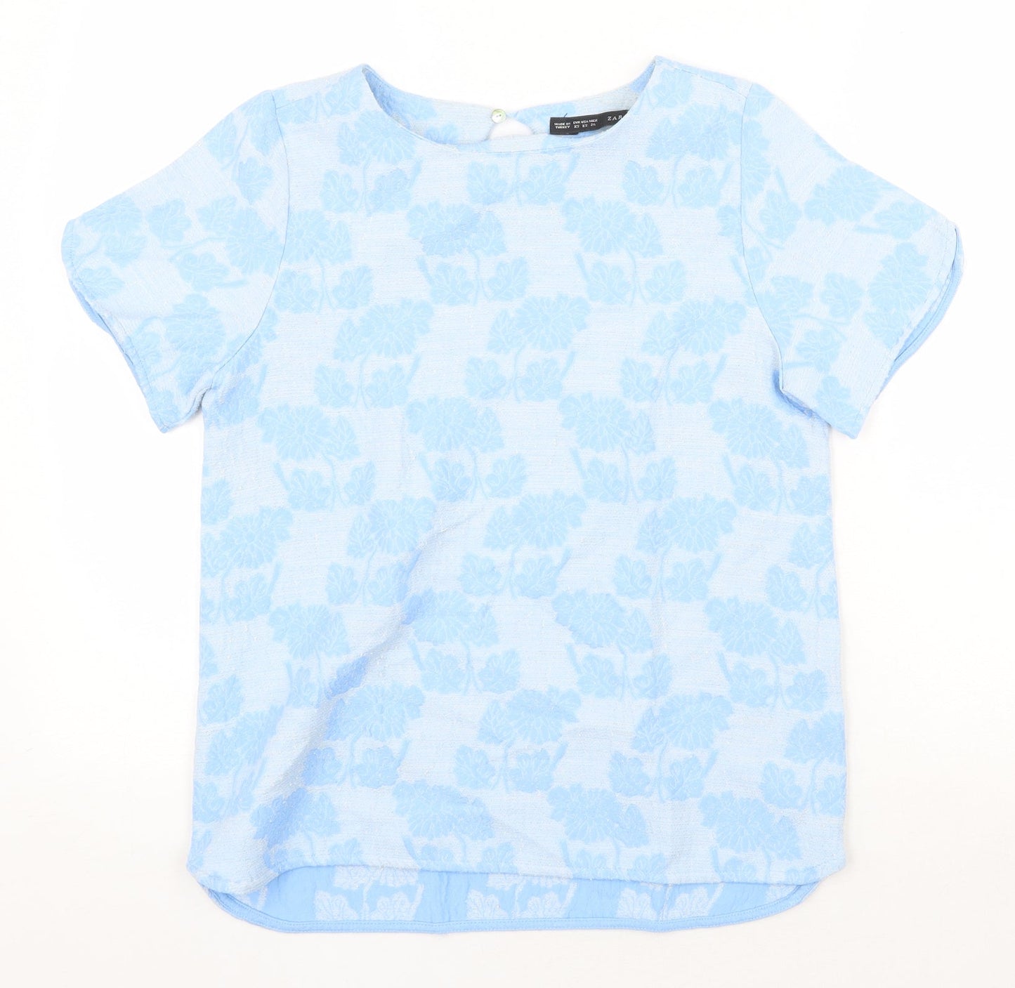 Womens UK Size XS Zanzara Blue Basic T-Shirt