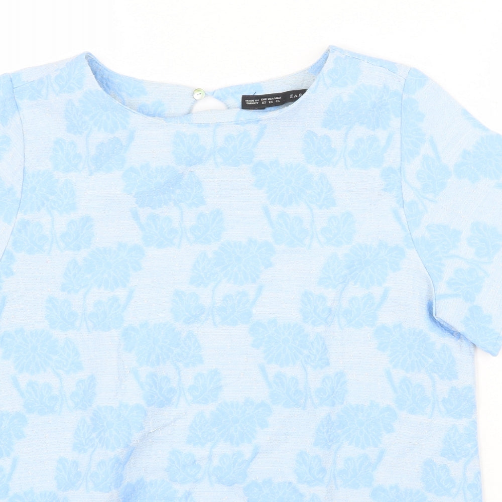 Womens UK Size XS Zanzara Blue Basic T-Shirt