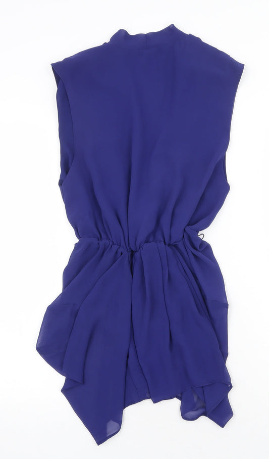 ASOS Womens Blue Polyester Fit & Flare Size 12 V-Neck Pullover