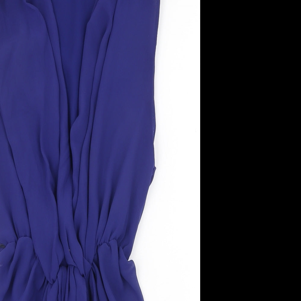 ASOS Womens Blue Polyester Fit & Flare Size 12 V-Neck Pullover
