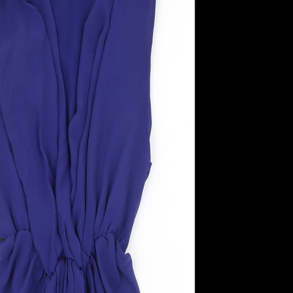 ASOS Womens Blue Polyester Fit & Flare Size 12 V-Neck Pullover