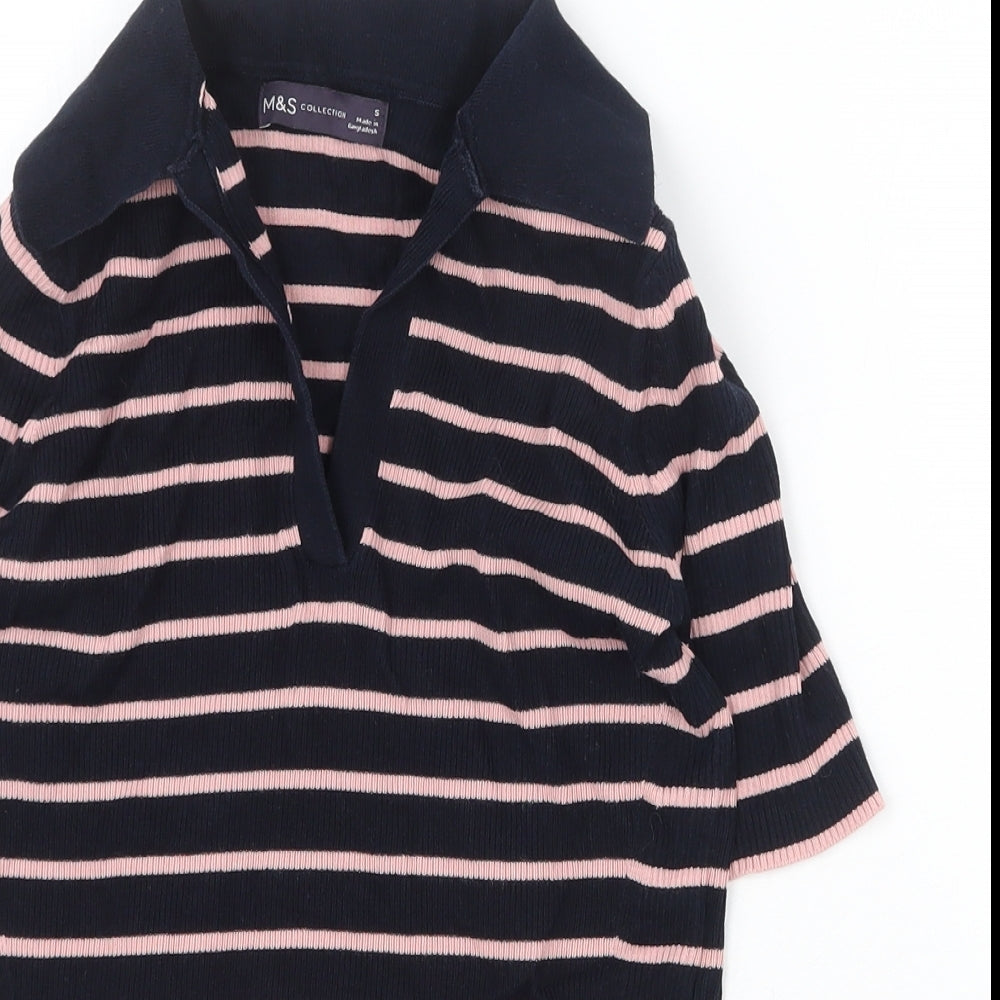 Womens UK Size S Marks and Spencer Blue Basic Polo