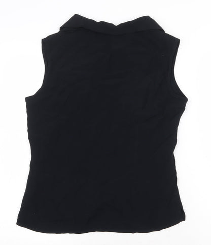 Elizabeth Shelton Womens Black Viscose Basic Tank Size 14 V-Neck