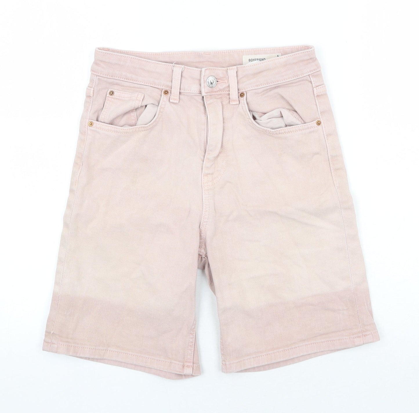 Marks and Spencer Womens Pink Cotton Bermuda Shorts Size 6 Regular Zip