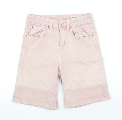 Marks and Spencer Womens Pink Cotton Bermuda Shorts Size 6 Regular Zip