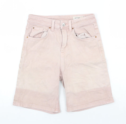 Marks and Spencer Womens Pink Cotton Bermuda Shorts Size 6 Regular Zip
