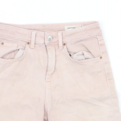 Marks and Spencer Womens Pink Cotton Bermuda Shorts Size 6 Regular Zip