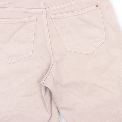 Marks and Spencer Womens Pink Cotton Bermuda Shorts Size 6 Regular Zip