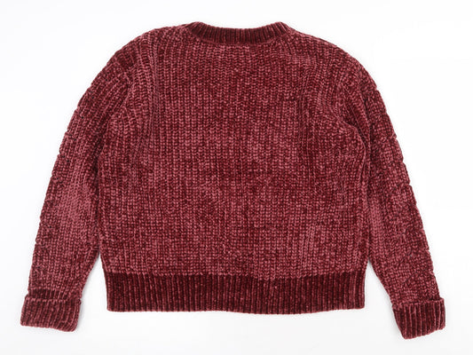 George Womens Red Round Neck Polyester Pullover Jumper Size M