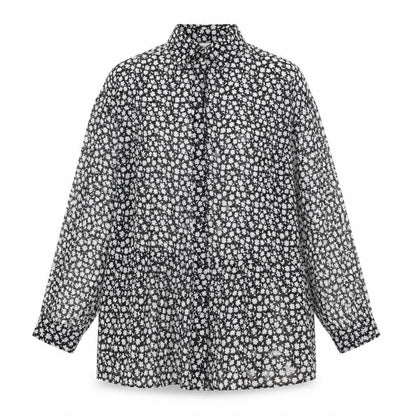 H&M Womens Black Geometric Polyester Shirt Dress Size 6 Collared Button