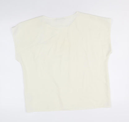 Womens UK Size 16 BHS Ivory Basic T-Shirt