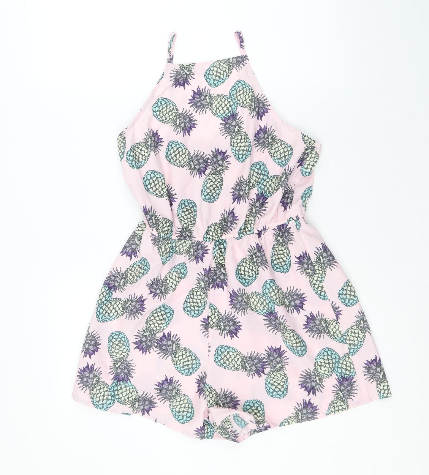 Primark Womens Pink Geometric Polyester Playsuit Outfit/Set Size 8 Pullover - Pineapple