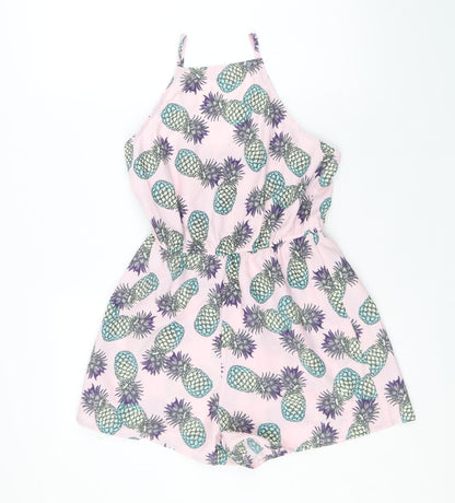 Primark Womens Pink Geometric Polyester Playsuit Outfit/Set Size 8 Pullover - Pineapple