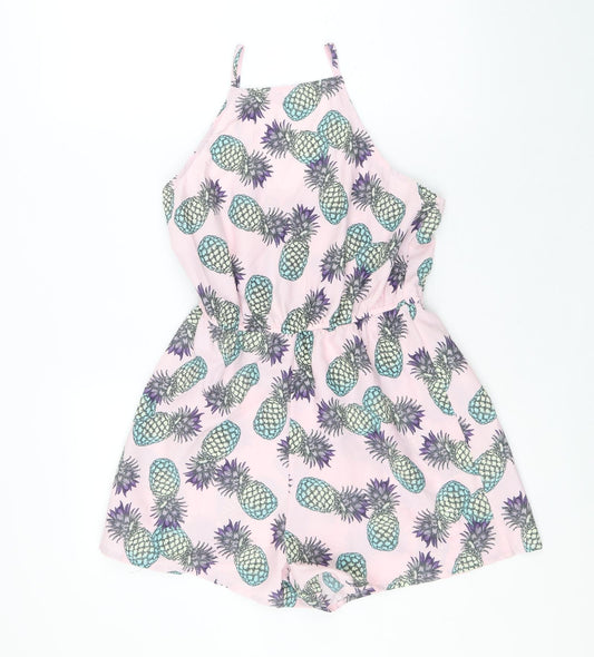 Primark Womens Pink Geometric Polyester Playsuit Outfit/Set Size 8 Pullover - Pineapple