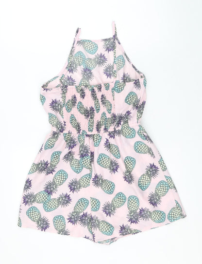 Primark Womens Pink Geometric Polyester Playsuit Outfit/Set Size 8 Pullover - Pineapple