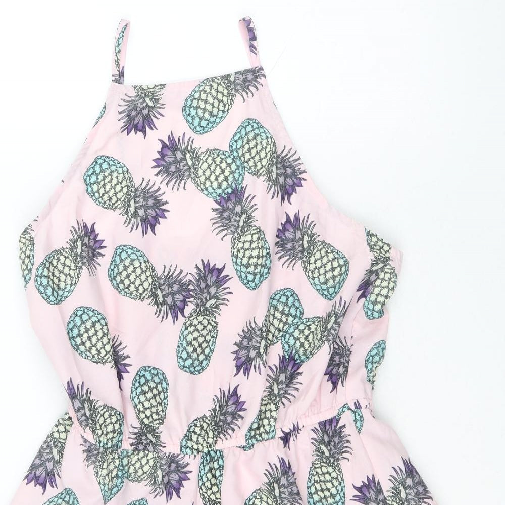Primark Womens Pink Geometric Polyester Playsuit Outfit/Set Size 8 Pullover - Pineapple