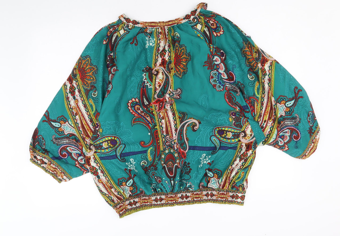 ECI Womens Multicoloured Geometric Polyester Basic Blouse Size L Round Neck