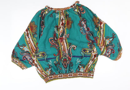 ECI Womens Multicoloured Geometric Polyester Basic Blouse Size L Round Neck