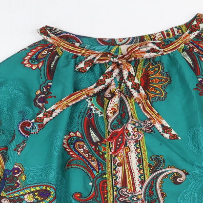 ECI Womens Multicoloured Geometric Polyester Basic Blouse Size L Round Neck