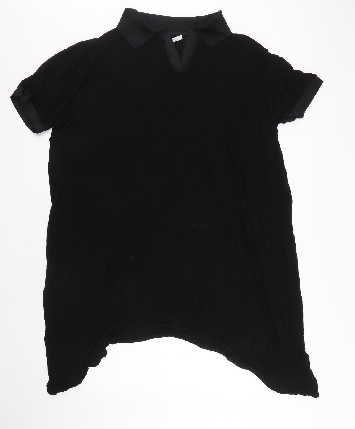 Zara Womens Black Polyester Shirt Dress Size M Collared Pullover