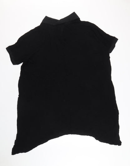 Zara Womens Black Polyester Shirt Dress Size M Collared Pullover