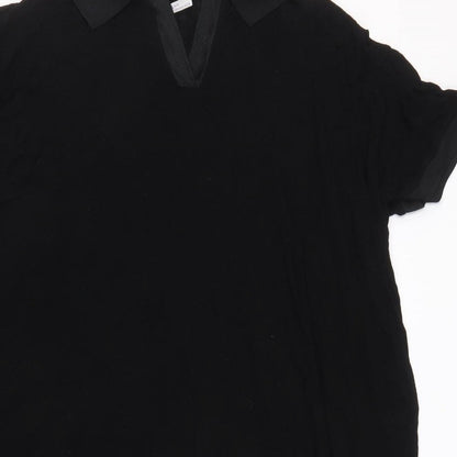 Zara Womens Black Polyester Shirt Dress Size M Collared Pullover