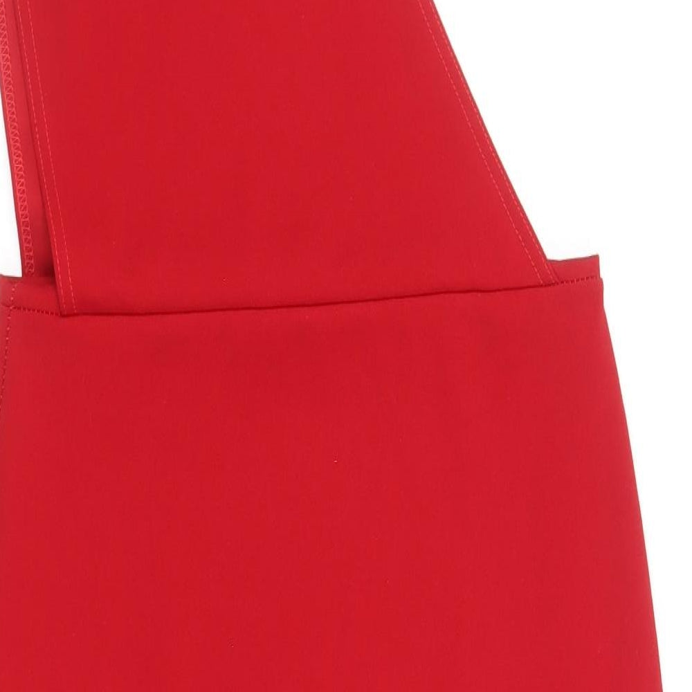 PRETTYLITTLETHING Womens Red Polyester Bodycon Size 14 One Shoulder Pullover