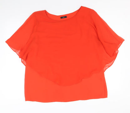 M&Co Womens Red Polyester Basic Blouse Size 18 Round Neck