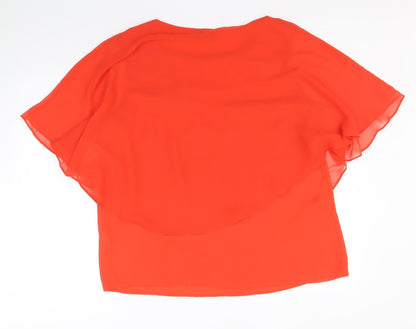 M&Co Womens Red Polyester Basic Blouse Size 18 Round Neck