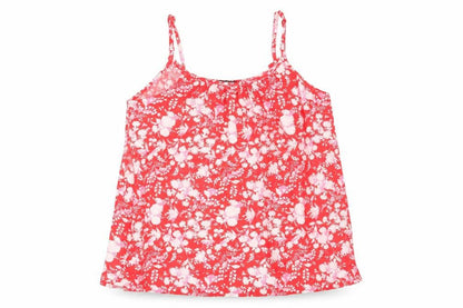 Marks and Spencer Womens Red Geometric Viscose Basic Tank Size 10 Round Neck