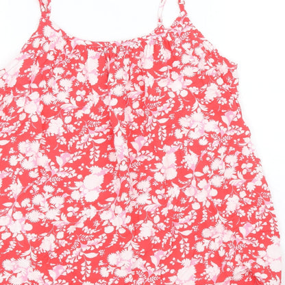 Marks and Spencer Womens Red Geometric Viscose Basic Tank Size 10 Round Neck