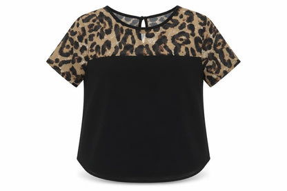 SheIn Womens Black Geometric Polyester Basic Blouse Size M Round Neck