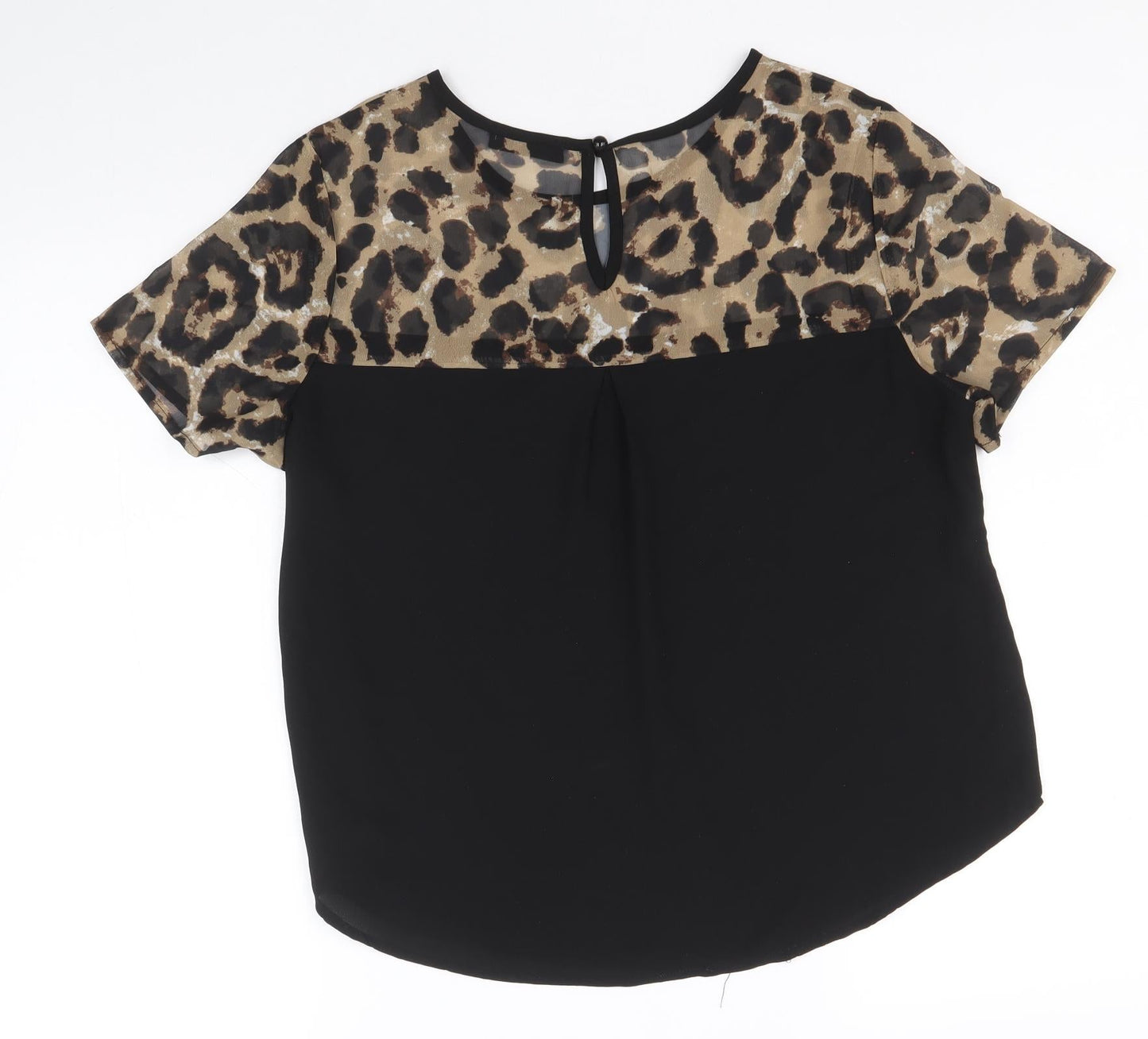 SheIn Womens Black Geometric Polyester Basic Blouse Size M Round Neck