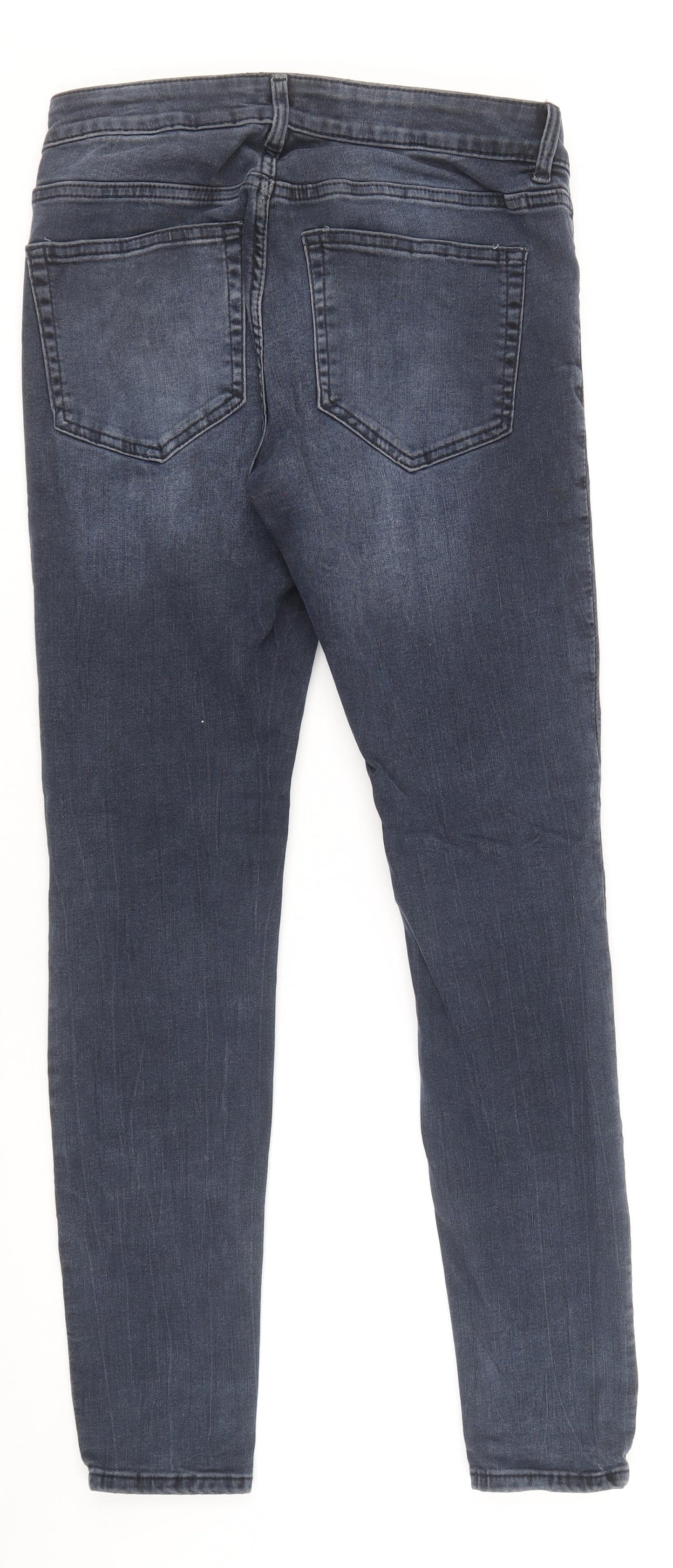 & Denim Womens Blue Cotton Skinny Jeans Size 10 Regular Zip