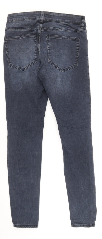 & Denim Womens Blue Cotton Skinny Jeans Size 10 Regular Zip