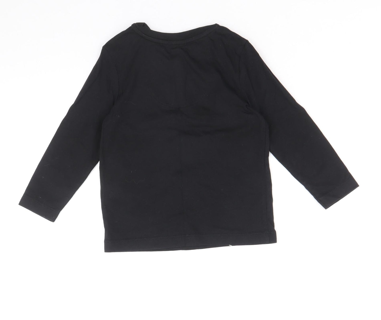 George Boys Black 100% Cotton Basic T-Shirt Size 18-24 Months Round Neck Snap - Team Pudsey