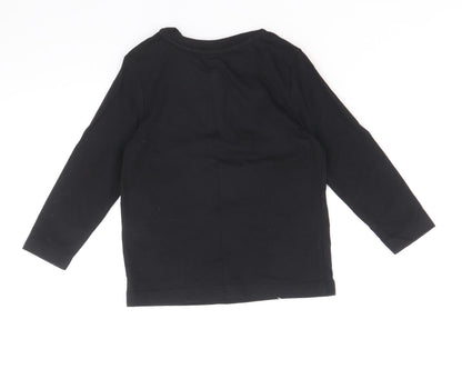 George Boys Black 100% Cotton Basic T-Shirt Size 18-24 Months Round Neck Snap - Team Pudsey