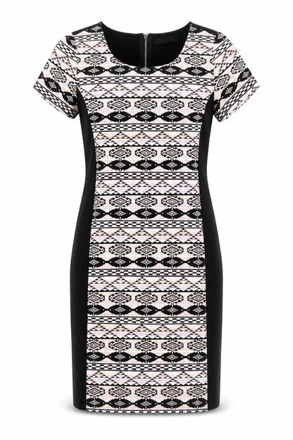 VILA Womens Multicoloured Geometric Polyester A-Line Size M Round Neck Zip